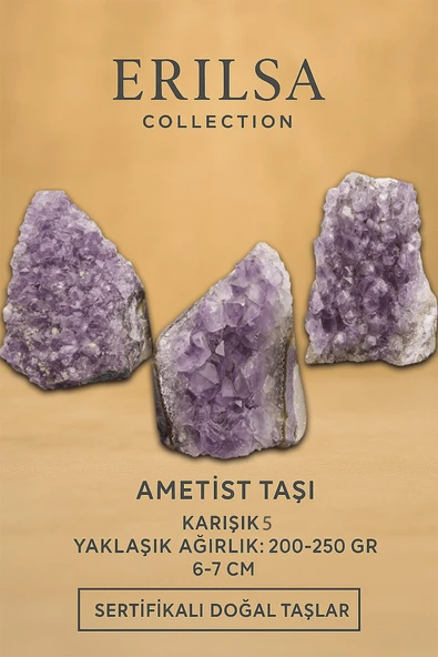 Sertifikalı Ametist Taşı Kütlesi 200-250 Gr – Doğal Ham Kristal Şifa Taşı Stresi Azalt Huzur Ver ürün görseli
