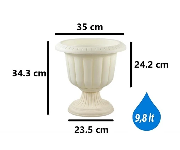 Omnipazar SO-N001 Nergiz Dekoratif Saksı 9,8 lt Kirli Beyaz 3 Adet - Resim 2