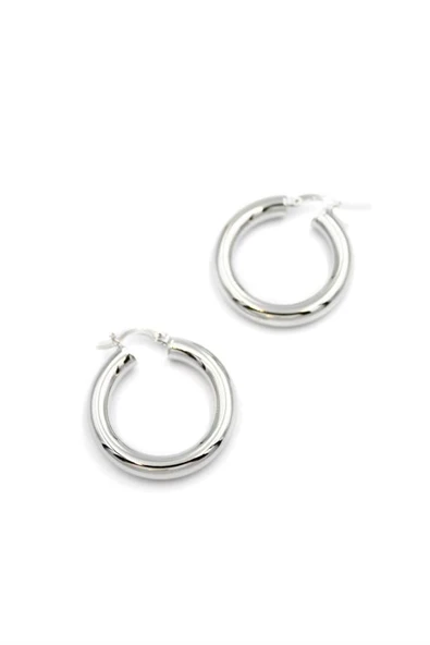 Büyük Boy Halka Küpe - Gümüş