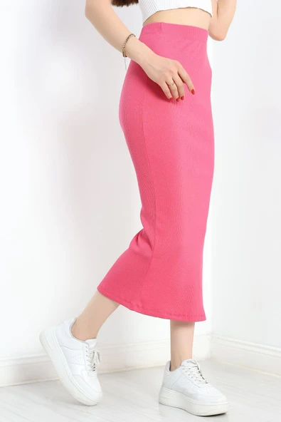 Kaşkorse Yırtmaçlı Etek Fuşya - Resim 3