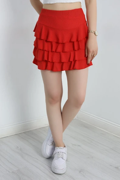 Kat Kat Bürümcük Mini Etek Kırmızı ürün görseli 1