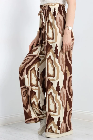 Desenli Dokuma Pantolon Kahvebej - Resim 5