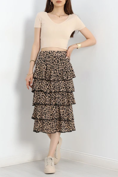 Kat Kat Uzun Etek Kahveleopar - Resim 2