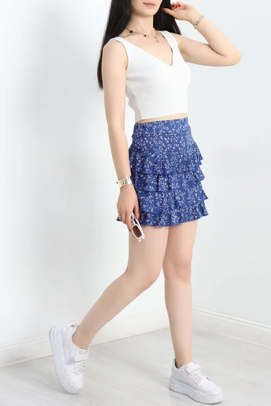 Desenli Kat Kat Mini Etek Saks2 - Resim 2