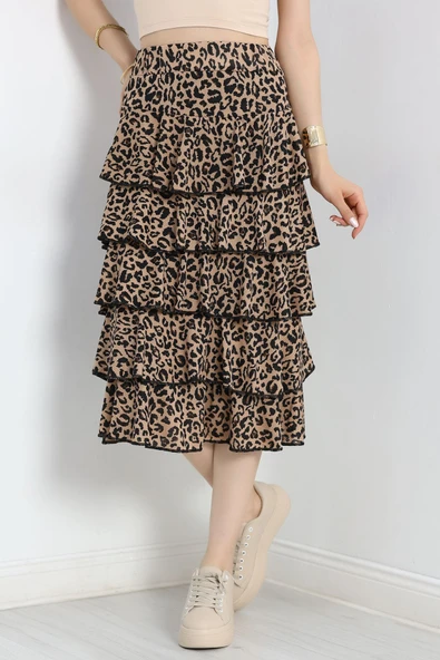 Kat Kat Uzun Etek Kahveleopar - Resim 5