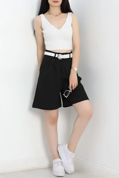 Zra Krep Şort Siyah - Resim 3