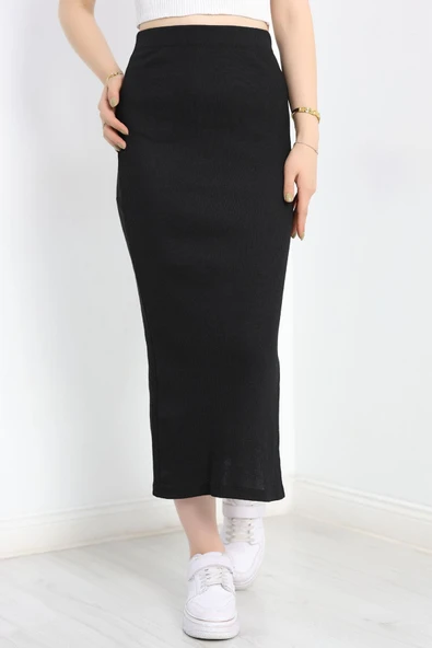 Kaşkorse Yırtmaçlı Etek Siyah ürün görseli 1