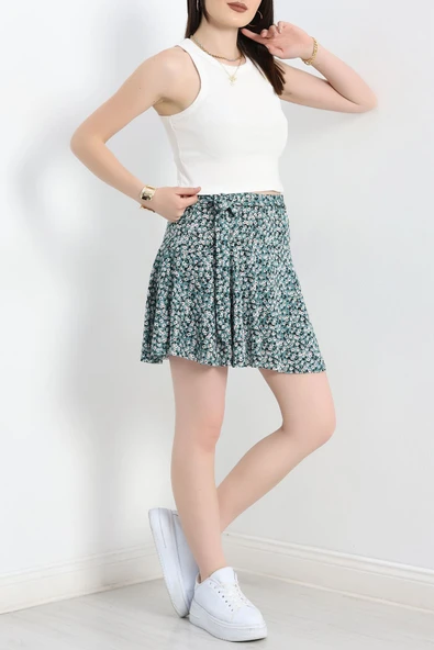 Kuşaklı Şort Etek Mintsiyah - Resim 4