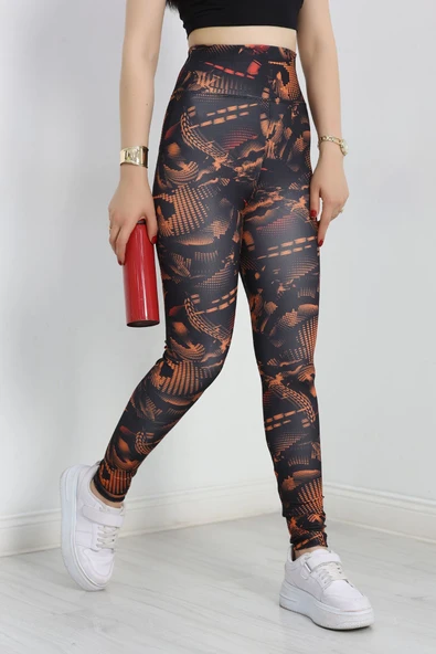 Desenli Dijital Baskı Tayt Kiremit - Resim 3