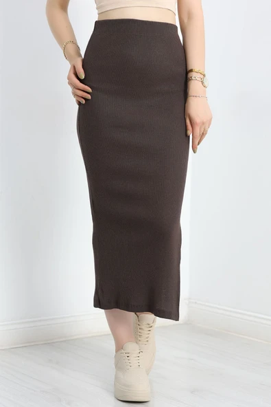 Kaşkorse Yırtmaçlı Etek Acıkahve ürün görseli 1