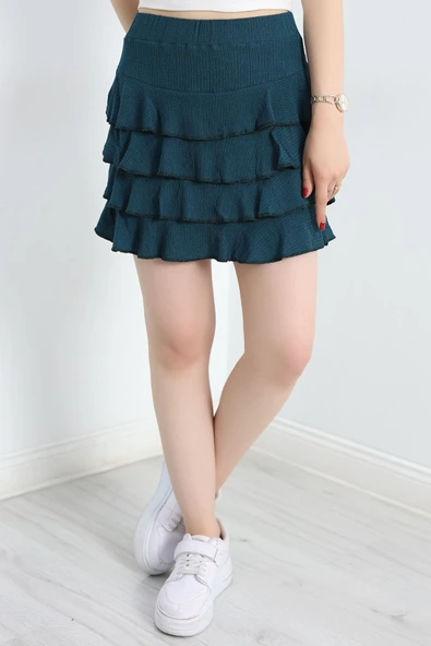 Kat Kat Bürümcük Mini Etek Petrol ürün görseli