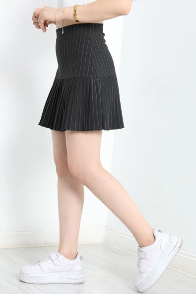 Pileli Mini Etek Fümebeyaz - 5