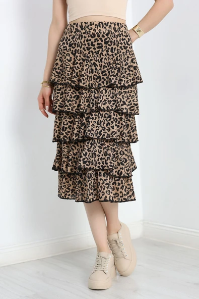 Kat Kat Uzun Etek Kahveleopar - Resim 3