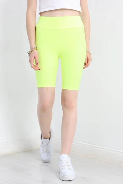 Fitilli Biker Tayt Neonsarı ürün görseli