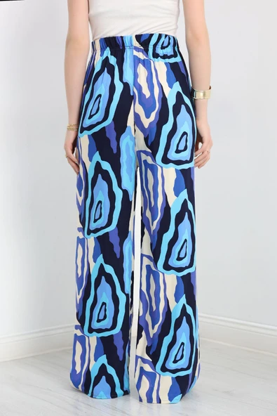 Desenli Dokuma Pantolon Mavisarı - Resim 6