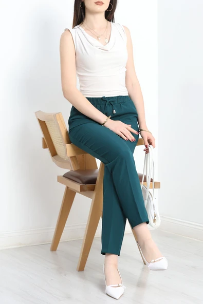 Dabıl Bağcıklı Pantolon Zümrüt - Resim 4