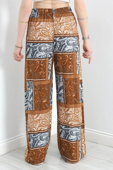Desenli Dokuma Pantolon Kahvepetrol - Resim 7