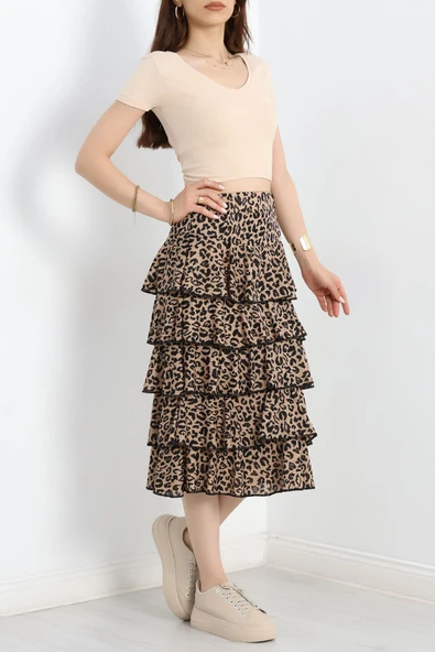 Kat Kat Uzun Etek Kahveleopar ürün görseli