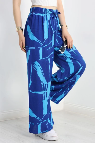 Desenli Dokuma Pantolon Saksmavi - Resim 3