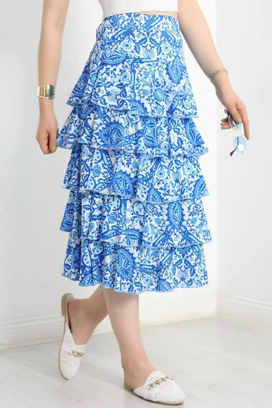 Kat Kat Uzun Etek Beyazmavi - Resim 4