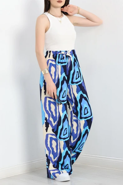 Desenli Dokuma Pantolon Mavisarı ürün görseli