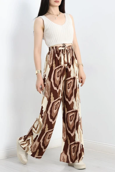 Desenli Dokuma Pantolon Kahvebej - Resim 2
