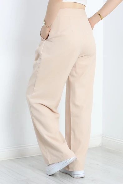 Pileli Pantolon Bej - Resim 6