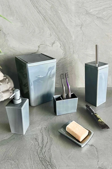 Biga 5 Parça Banyo Seti Gri - 2