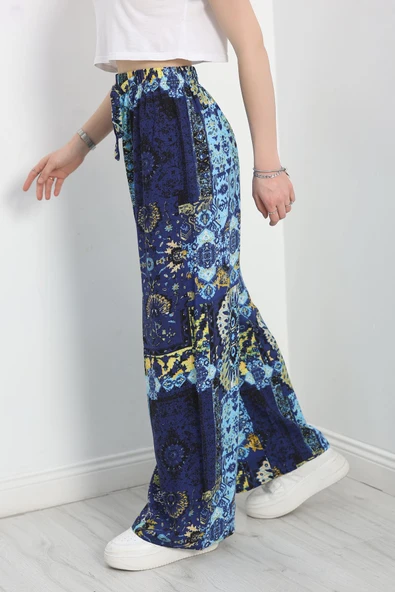 Desenli Dokuma Pantolon Mavisaks - Resim 4