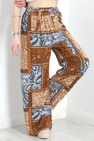 Desenli Dokuma Pantolon Kahvepetrol - Resim 3