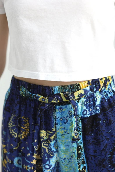 Desenli Dokuma Pantolon Mavisaks - Resim 6