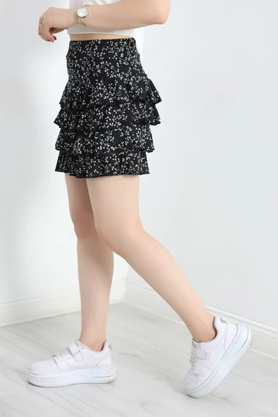 Desenli Kat Kat Mini Etek Siyahbeyaz3 - Resim 5