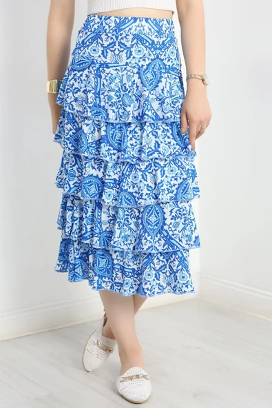 Kat Kat Uzun Etek Beyazmavi - Resim 2