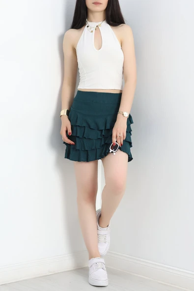 Kat Kat Bürümcük Mini Etek Zümrüt - Resim 2