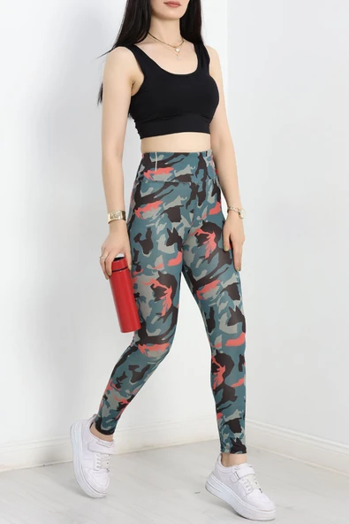 Desenli Dijital Baskı Tayt Petrol ürün görseli