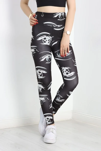 Desenli Dijital Baskı Tayt Siyahbeyaz1 ürün görseli