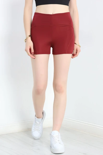 Dikişli Biker Tayt Bordo ürün görseli