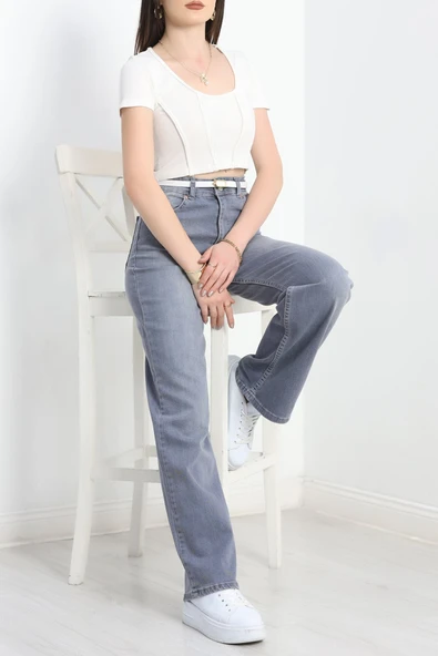 Palazzo Kot Pantolon Gray - Resim 4