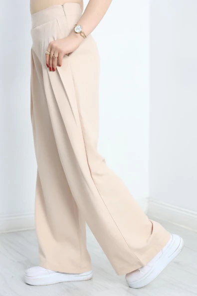 Pileli Pantolon Bej - Resim 5