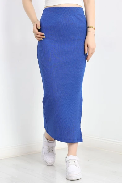 Kaşkorse Yırtmaçlı Etek Saks ürün görseli