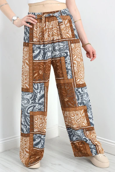 Desenli Dokuma Pantolon Kahvepetrol ürün görseli