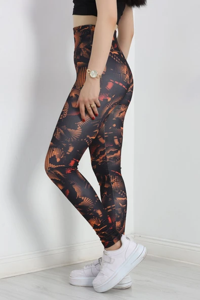 Desenli Dijital Baskı Tayt Kiremit - Resim 6