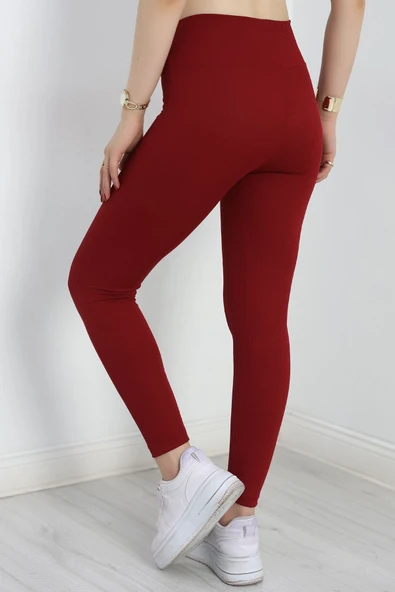 Toparlayıcı Fitilli Tayt Bordo - Resim 6