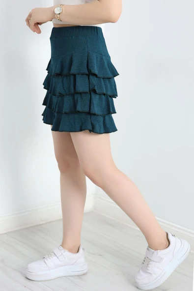 Kat Kat Bürümcük Mini Etek Petrol - Resim 3