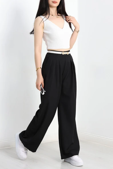 Pileli Pantolon Siyah - Resim 4