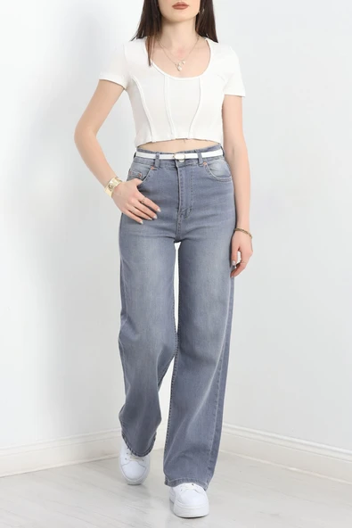 Palazzo Kot Pantolon Gray - Resim 2