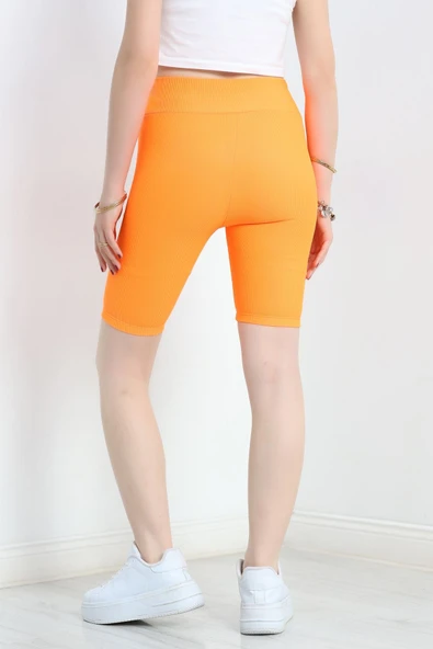 Fitilli Biker Tayt Oranj - Resim 6