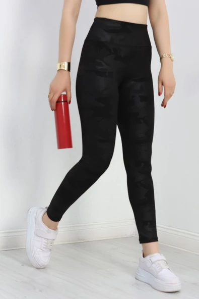 Desenli Dijital Baskı Tayt Siyah - Resim 3