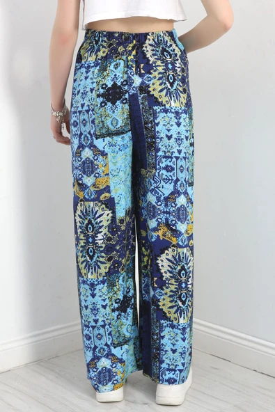 Desenli Dokuma Pantolon Mavisaks - Resim 7