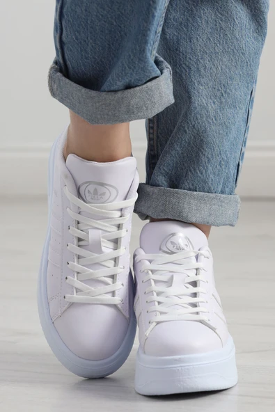 Kalın Taban Şeritli Günlük Ayakkabı Beyaz - Resim 2